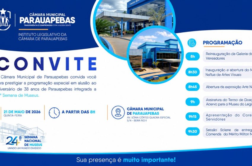  Câmara de Parauapebas promove programação especial pelos 38 anos do município