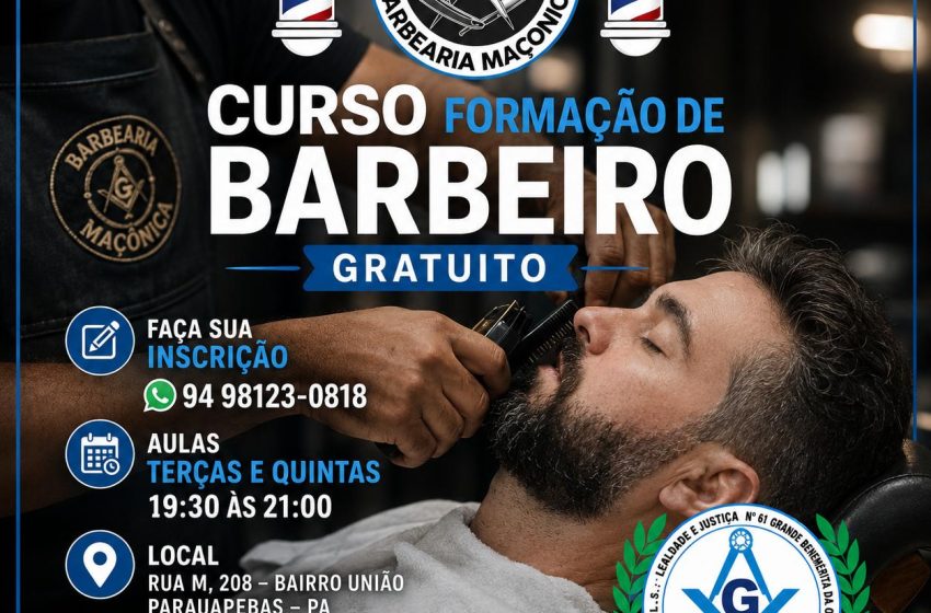  Projeto Barbearia Maçônica oferece curso de formação de barbeiro gratuito em Parauapebas (PA)