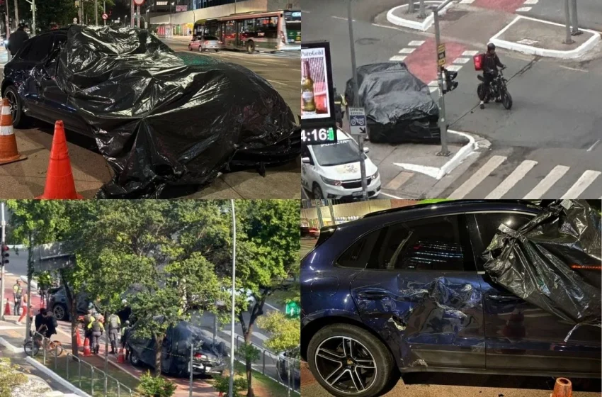 Colisão Grave na Faria Lima: Porsche Bate em Viatura da PM, Policiais Feridos e Motorista Irregular