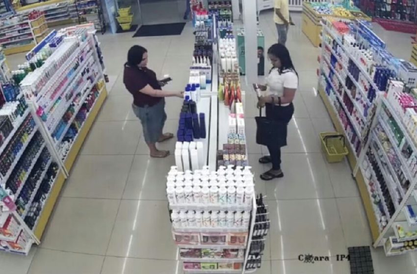 Câmeras de segurança registram furto de produtos em farmácia no bairro do Reduto