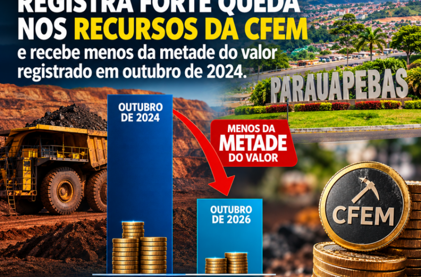  Parauapebas registra forte queda nos recursos da CFEM e recebe menos da metade do valor registrado em outubro de 2024