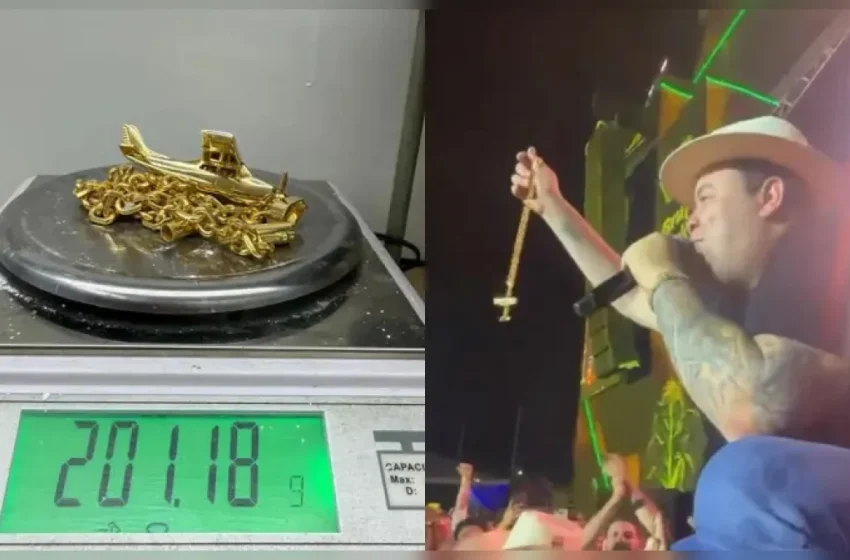Cordão de ouro avaliado em r$ 140 mil é entregue a Rey Vaqueiro em show no Pará