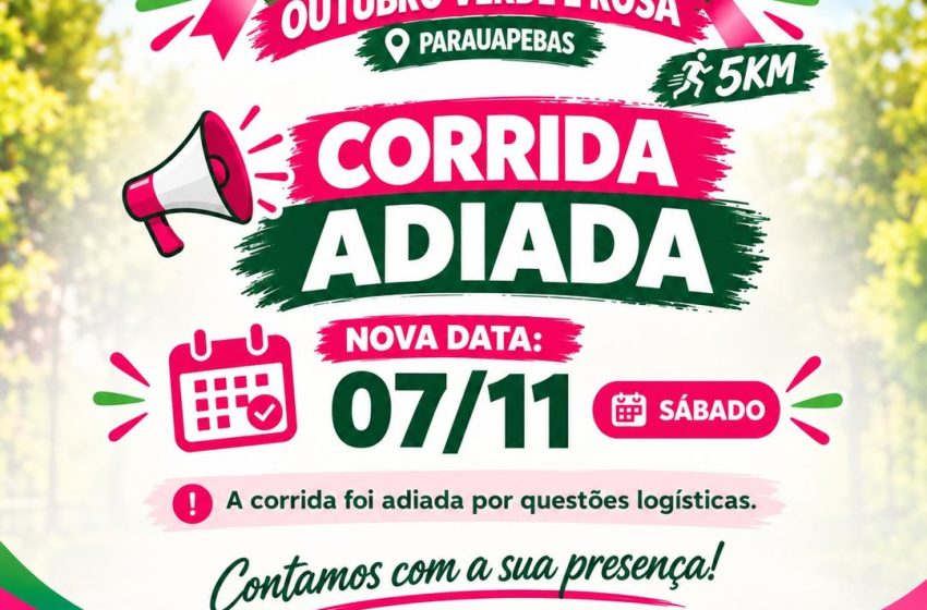 Corrida Verde e Rosa tem data alterada e nova programação definida para novembro